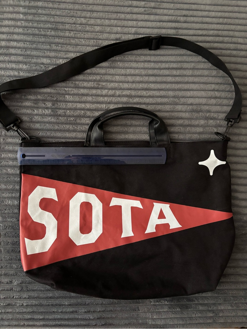 Sota Black And Red Canvas Tote Bag With Adjustable Strap View 4